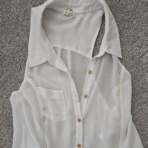 Sheer White Sleeveless Blouse Adorable By We the Free.